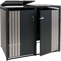 2er-Mülltonnenverkleidung HHG-331, Mülltonnenbox mit Deckel, Metall 122x132x84cm 53kg anthrazit Edelstahl
