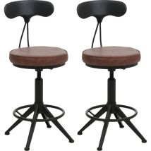 2er-Set Barhocker HHG-590, Barstuhl Drehhocker Industrial höhenverstellbar, Kunstleder Metall braun