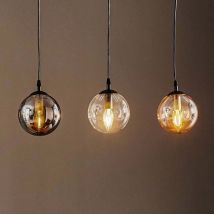 B-Ware Emibig Lighting Hängeleuchte Glassy Hängelampe 3 Flg Gerade Grafit Amber Klar