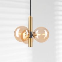 B-Ware Hängeleuchte Natalia Pendelleuchte Lampe Glas Leuchte 3 Flammig Gold