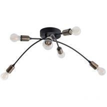 B-Ware Opviq Deckenleuchte Deckenlampe Banana Schwarz Metall 6 Flammig E27 Led 67 Cm