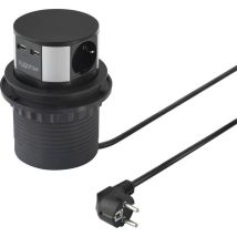[neuwertig] B-ware Sygonix Sy 4780156 Steckdosenturm Schwarz Silber Schutzkontakt Stekdose Strom