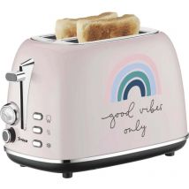 B-Ware Trisa Good Vibes Toaster Brotröster Toaster Print Zwei Scheiben Toaster Schwarz