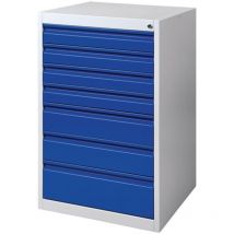 Schubladenschrank Aufbewahrung Grau/Blau 7 Schubladen 600 mm 600 mm 1000 mm 80 kg