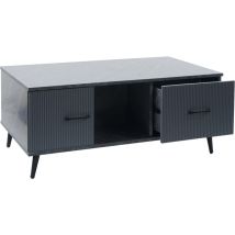 Couchtisch HHG-692, Beistelltisch Sofatisch, Schubladen Türen Fächer Melamin Holz, 43x100x60cm Marmor-Optik grau