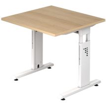 Hammerbacher Höhenverstellbarer Schreibtisch Vos08/E/W Eiche Weiß 80x80x65 Cm B-Ware