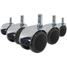 Neuwertig] Hjh Office 5x Rolo Lux 10mm/50mm Hartböden Stuhlrollen Schwarz/Silber805 B-Ware
