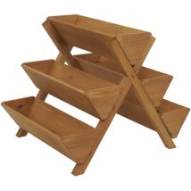 HHG - neuwertig] Pflanztreppe 646, Blumenregal Kräutertreppe Pflanzkübel Hochbeet, 5 Kästen 56x56x70 Outdoor Holz mvg natur