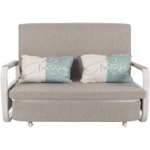 Schlafsofa HHG-525, Schlafcouch Couch Sofa, Schlaffunktion Bettkasten Liegefläche, 130x185cm Stoff/Textil hellgrau