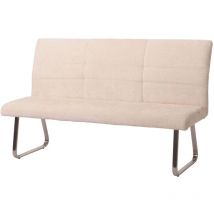 Sitzbank HHG-221, Esszimmerbank Bank, Edelstahl gebürstet Stoff/Textil Chenille Öko-Tex, 180cm creme