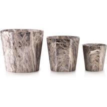 Neva-marmor-set mit 3 töpfen xL:16Xh14/L:12,5Xh12/M:8,5h9cm