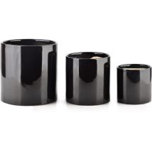 Neva schwarzes set mit 3 töpfen xL:14Xh15 L:11,5Xh11,5 M:8,5Xh8,5cm