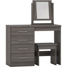 Seconique - Nevada 4 Drawer Dressing Table Set - Black Wood Grain