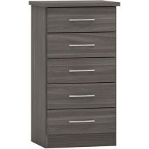 Seconique - Nevada 5 Drawer Narrow Chest - L40 x W50 x H93 cm - Black Wood Grain