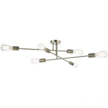 Neve Multi Arm 6 Light Flush Ottone Antico