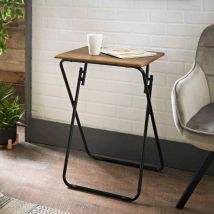 NEW Folding Rustic Oak TV Table Side Fold Computer Desk Table Dinner Tea Coffee
