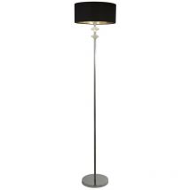 Searchlight - New 1 Light Chrome Floor Lamp With Black Shade Silver Inner