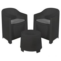 Set da giardino 'luna' in polipropilene colore antracite, 2 sedute e tavolino