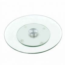 Asab - New Tempered Glass Lazy Susan Rotating Serving Plate Cheese Cake Turnable Tray