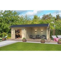 Lasita Maja - New York-Log Cabin, Wooden Garden Room, Timber Summerhouse, Home Office - L720 x W389.3 x H273.6 cm