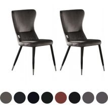 2er-Set gepolsterter Esszimmerstuhl New York lux mit silbernen Endkappen für Esszimmer und Küche – Dunkelgrau