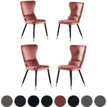 4er-Set New York lux gepolsterter Esszimmerstuhl mit silbernen Endkappen für Esszimmer und Küche – Rosa