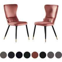 2er-Set New York LUX gepolsterter Esszimmerstuhl mit silbernen Endkappen für Esszimmer und Küche – Rosa