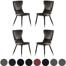 Einzelner New York lux gepolsterter Esszimmerstuhl mit goldenen Endkappen für Esszimmer und Küche – Dunkelgrau