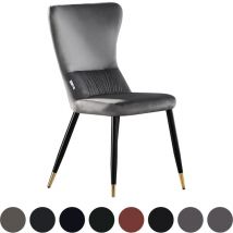 Einzelner New York lux gepolsterter Esszimmerstuhl mit silbernen Endkappen für Esszimmer und Küche – Grau