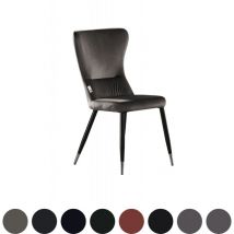 Einzelner New York lux gepolsterter Esszimmerstuhl mit silbernen Endkappen für Esszimmer und Küche – Dunkelgrau