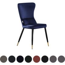 Single New York lux Upholstered Dining Chair with Silver end Caps for Dining Room Kitchen - Blue