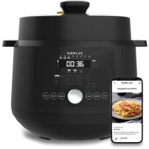 Newlux - Mijoteuse Électrique SmartChef V600 6L, Robot de Cuisine avec Pression, 17 Programmes et Cuiseur Vapeur 2 Niveaux Noir