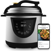 Pentola a Pressione Elettrica 6 Litri Acciaio inossidabile V110 1000W con 10 Menù. Programmabile 24h, Conserva il Calore, Sistema Duopressione e 100%