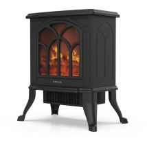 NEWTECK-Cheminée électrique à flamme classique décorative en céramique, portable, thermostat, 2 niveaux, sécurité de surchauffe Noir - Noir
