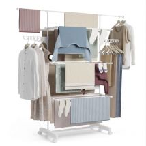 Newlux - Séchoir à linge vertical Blanc 5 Doubles Niveaux. 18-21M d' Étendoir pliable pour l'Intérieur et l'Extérieur Blanc