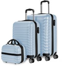 Newlux - numada - Set de Valises 3 pièces, 1 Valise de Cabine 55 Cm, 1 Valise Moyenne 63 Cm et Trousse de Toilette Bleu clair - Bleu clair