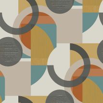 Next RETRO SHAPES GEO ORANGE Vliestapete 10mx52cm