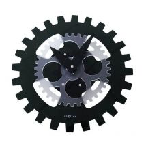NeXtime 3241ZW Uhr mit beweglichen Zahnrädern de Wanduhr, schwarz, 39 cm