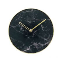 Nextime - Horloge de table NE-5222ZW en marbre, diamètre 20 cm, verre, noir