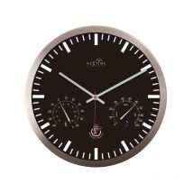 Nextime - Horloge murale + station météo NE-90513ZW 25 cm Noir rc Aluminium