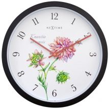 Nextime - Wanduhr Knautia Kunststoff schwarz ø 30,5 cm Innen/Außen Gartenuhr