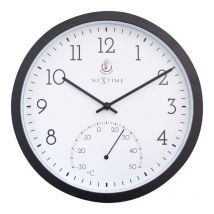 Wanduhr Marigold Kunststoff schwarz ø 30,5 cm Innen/Außen Thermometer - Nextime