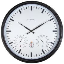 Nextime - Wanduhr Sunflower Kunststoff schwarz ø 50,8 cm Hygro-/Thermometer
