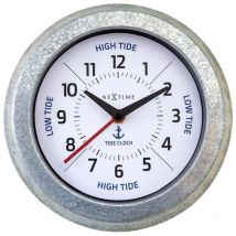 Nextime - Wanduhr Tide Metall silber ø 22 cm mit Gezeitenanzeige Innenbereich