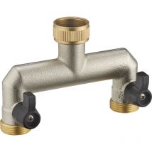 Raccord Nez de Robinet d'Arrosage Automatique en Laiton Double Sortie Droite Aroz