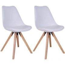 Altobuy - nibben - Lot de 2 Chaises Blanches et Piétement Hévéa