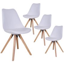 Altobuy - nibben - Lot de 4 Chaises Blanches et Piétement Hévéa