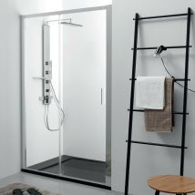 Incanthoo - Nicchia Doccia con Porta Scorrevole in Cristallo Trasparente - Dim: 140 cm - Reversibile