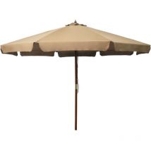 Niceone - Parasol mobilier de jardin avec mât en bois 330 cm taupe