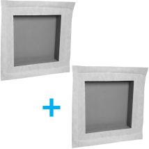 Lot de 2 niches à carreler étanches - formats intérieurs 40 x 40 cm - 9 cm de profondeur